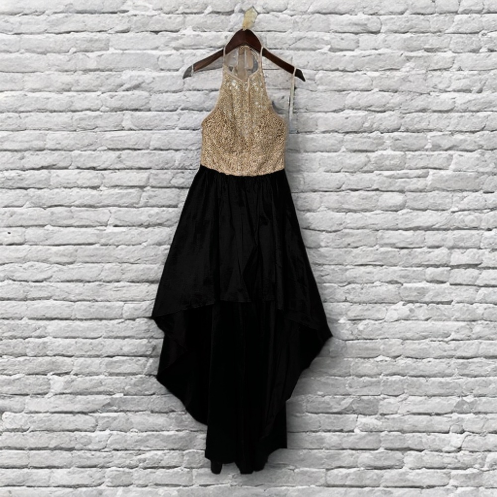 Gold and Black High-Low Dress